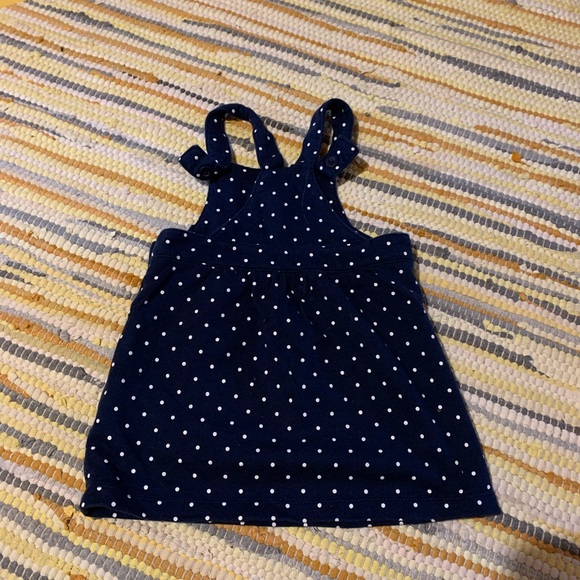 (3/$30) Carter’s blue & white polka dot turkey skirted overalls size 12 months - Picture 3 of 3